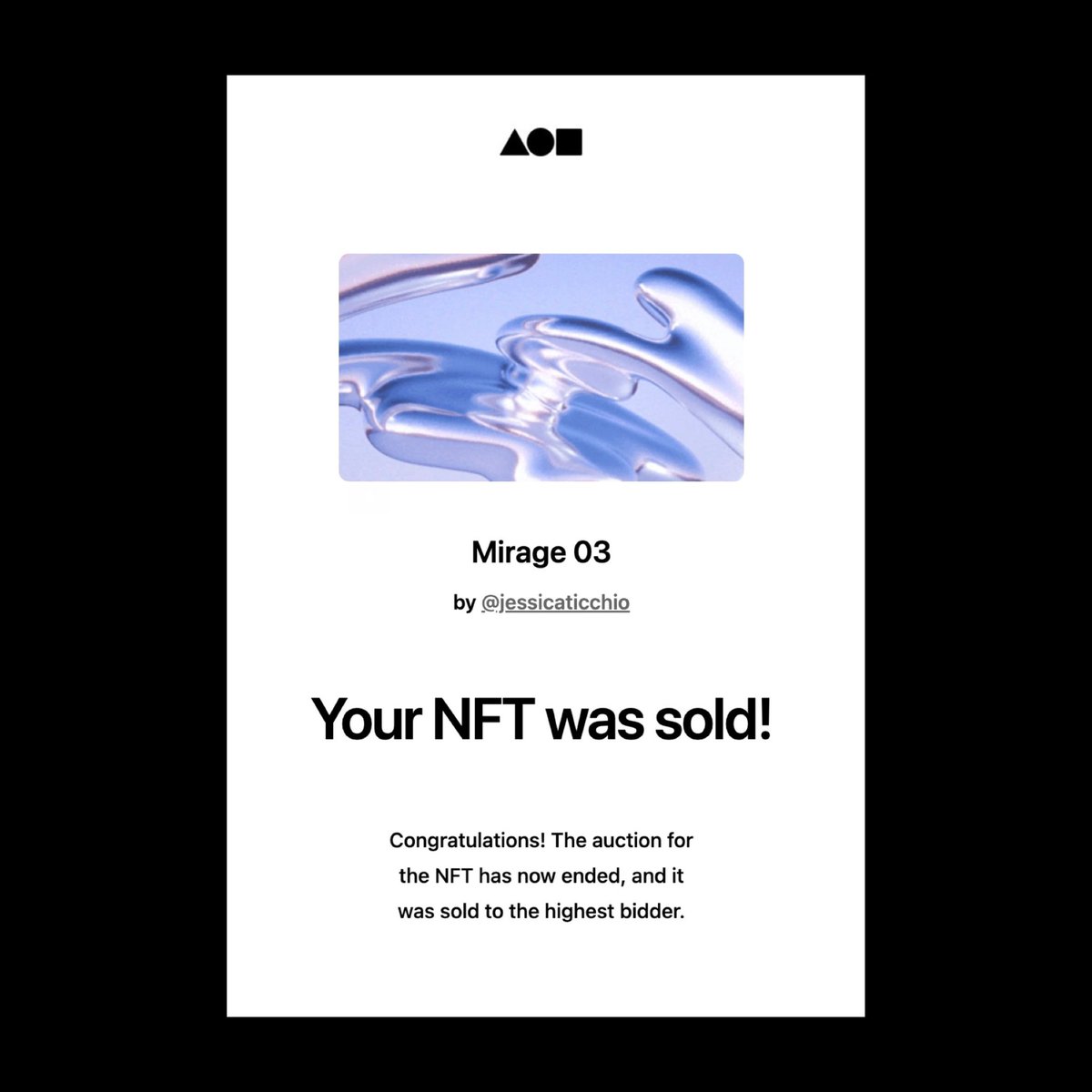 Oh my god! 🤩🤩🤩 Just sold one of my artworks from <a href="/satellitenftart/">Satellite</a> - Part 03 of my Mirage Collection! ✨ Can my mystery collector (GinjaNinja on <a href="/foundation/">Foundation 🌐</a>) please get in touch so I can say a HUGE thank you!! #findGinjaNinja 💘💘💘

#NFTart #NFTsale #artsale