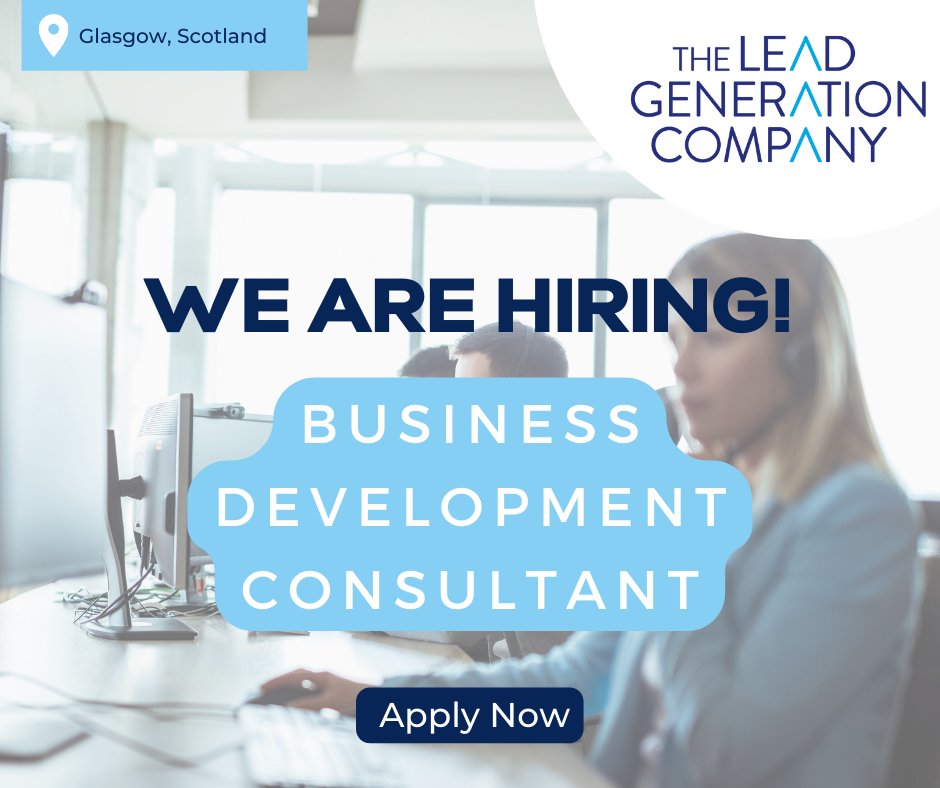 📢 Are you looking for the next stop in your career? 

We are looking for motivated individuals to join our growing Business Development team in Glasgow.

For more information on the role get in touch with us! Apply via the link below. 
Good luck! 

ow.ly/JsOW50Izyw4