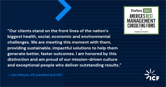 LizWittRecruit's tweet photo. Brilliant that @ICF has been named one of American's Best Management Consulting Firms by @Forbes for the seventh straight year! https://t.co/VYGUMeFQq5 https://t.co/qXb7KC7Uqw