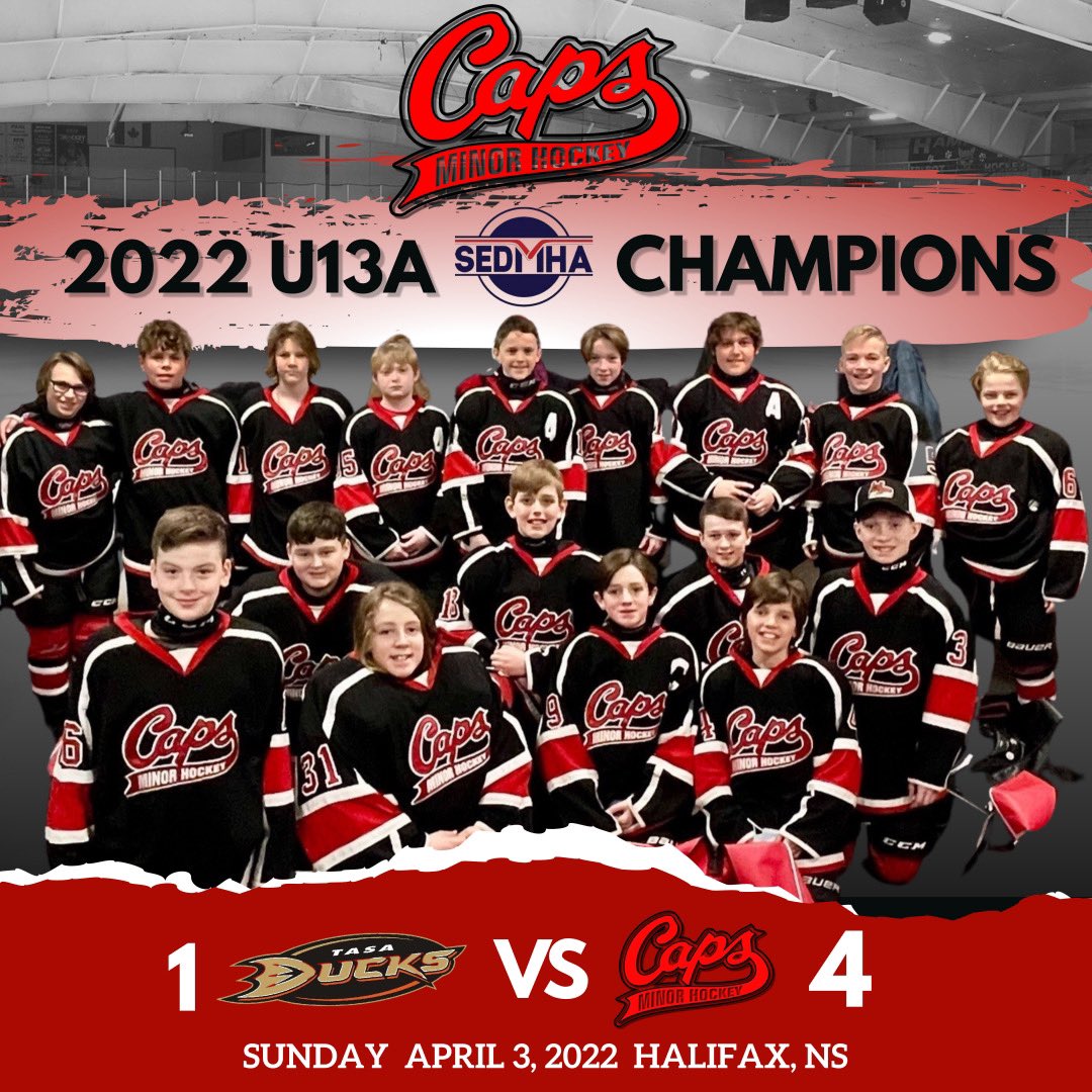 They did it! Caps U13A Team are champs! Congratulations to the players and coaches! AWESOME! #SJMHA