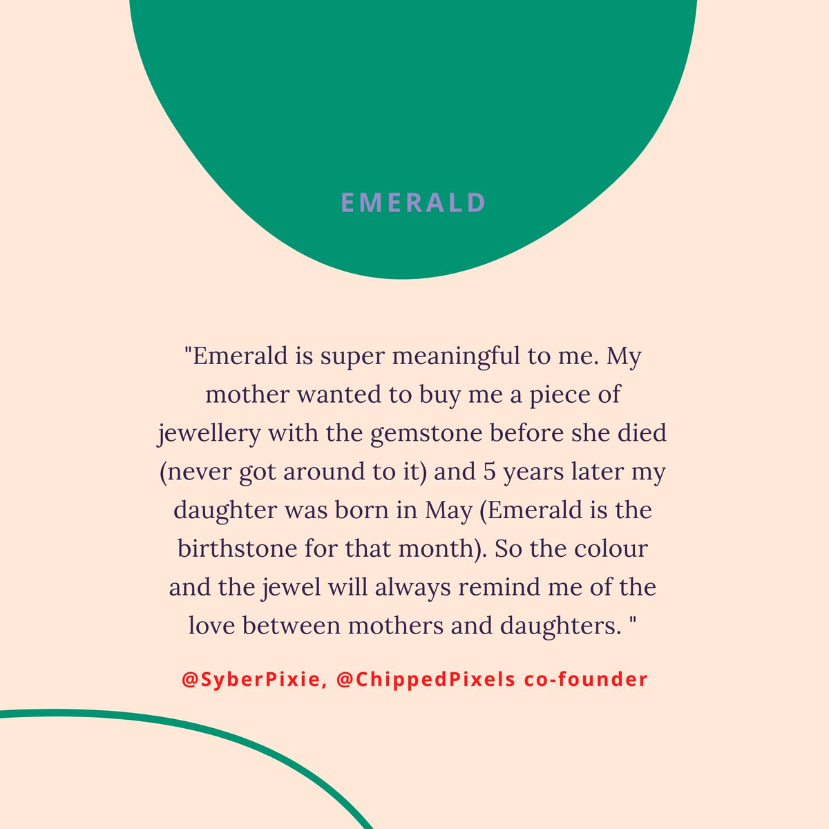 And in today’s edition of #colourofjoy contributions, we have sweet <a href="/SyberPixie/">Nell (she/her) | Chipped Pixels</a> sharing a colour which reminds her of the love between mothers and daughters. How beautiful! 💚 Submit your colour of joy here: bit.ly/coloursofjoy #nftartwork