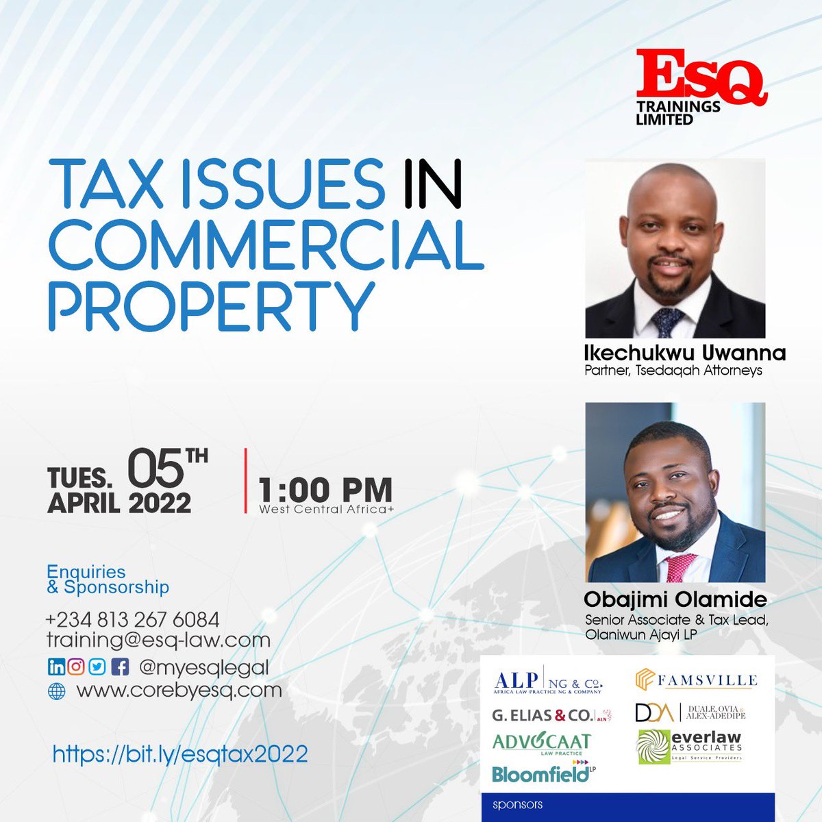 Understand the current tax issues in commercial property

The webinar will discuss a range of tax issues that commercial property owners should be cognizant of, as well as some case law, pitfalls to avoid, legal loopholes and the way forward. 

Register: bit.ly/esqtax2022
