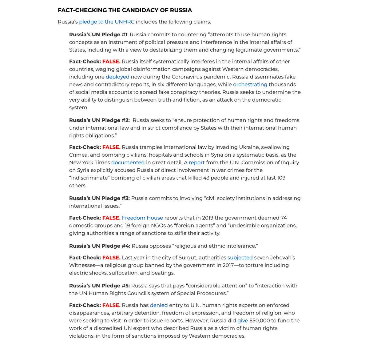 Quick background :1/ When Vladimir Putin's Russia ran for election to the UNHRC in 2020, our Geneva-based human rights organization UN Watch led the opposition and immediately exposed the Kremlin's lies.  https://twitter.com/HillelNeuer/status/1256183251519102976 http://unwatch.org/cubarussiasaudi/