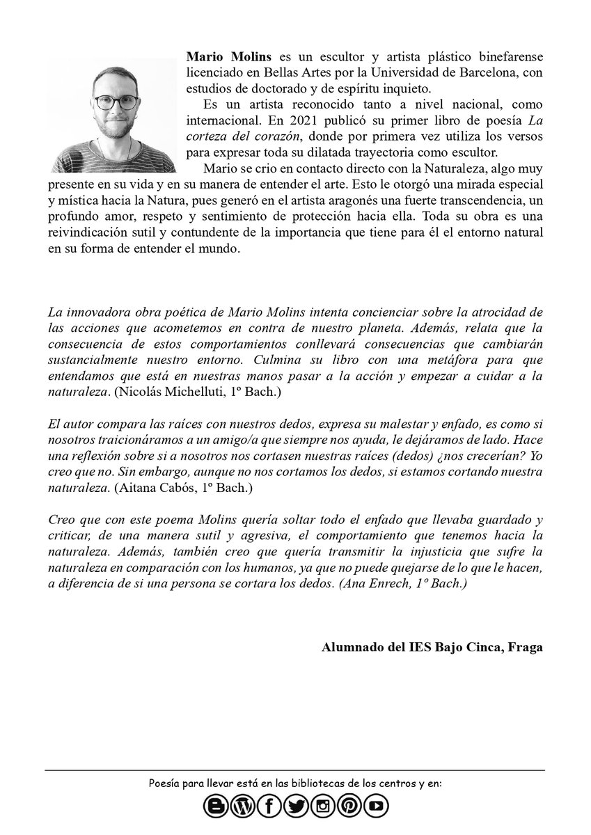 CPEPA Daroca - centro Erasmus+ (@cpepa_daroca) on Twitter photo El número 19 C es un brevísimo y contundente poema de Mario Molins Roger titulado «Poda» y nos llega desde el IES Bajo Cinca. <a href="/PoesIaxrallevar/">Poesía para llevar</a> <a href="/EPAAragon/">Educación de Personas Adultas Aragón</a> Para reflexionar... El número 19 C es un brevísimo y contundente poema de Mario Molins Roger titulado «Poda» y nos llega desde el IES Bajo Cinca. <a href="/PoesIaxrallevar/">Poesía para llevar</a> <a href="/EPAAragon/">Educación de Personas Adultas Aragón</a> Para reflexionar...