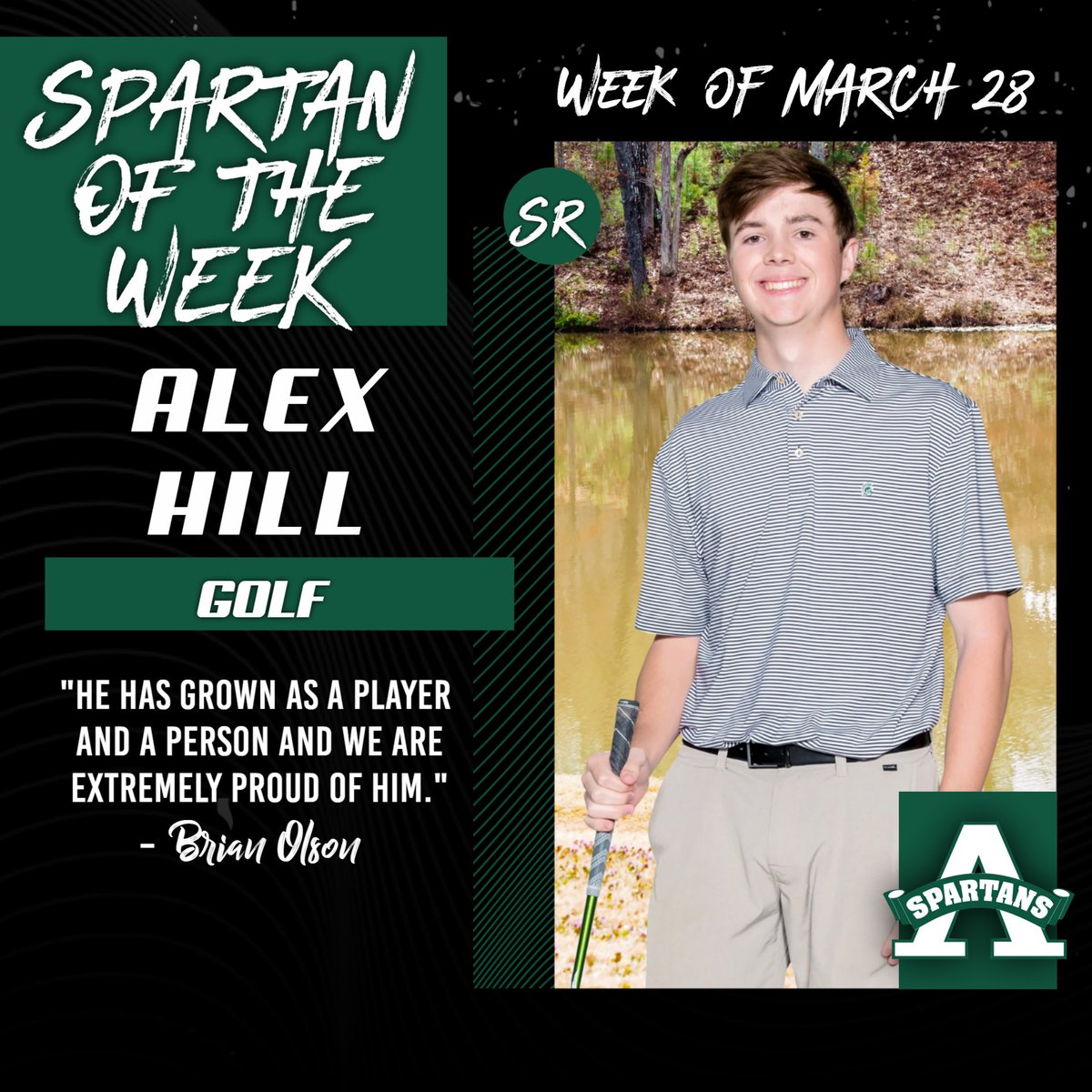 Congratulations to senior Alex Hill for being named Spartan of the Week! #GoSpartans