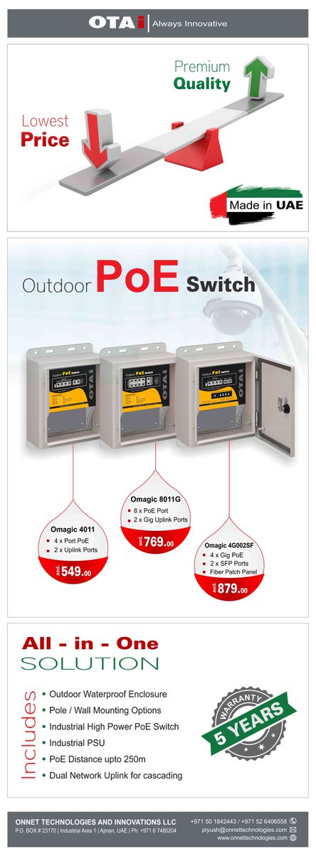 OnnetL's tweet photo. OUTDOOR PoE Switch - All In ONE Solution..!

OTAI Magic Box - Help you Save time in the Project execution with Cost Economy with a Reliable product ...!

#otai #onnet #industrialpoe #outdoorpoe #poe #magicbox #SmartMagicbox #CCTV #Security #Surveillance #PoE #wifi #iotsolutions https://t.co/vW9kmR4HtW