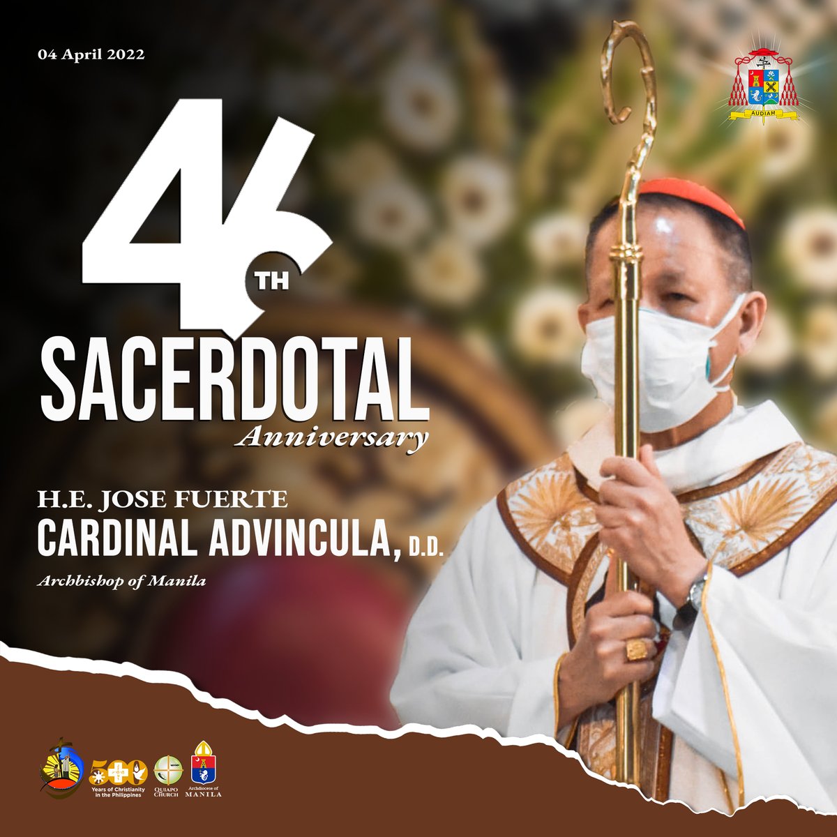 quiapochurch's tweet photo. Maligayang ika-46 taong anibersaryo ng pagkapari, Cardinal Jose Advincula! Kasihan ka nawa ng Panginoong Hesus Nazareno ng nag-uumapaw na biyaya upang magampanan mong mabuti ang iyong misyon bilang pastol ng ating Arkidiyosesis.
#QuiapoChurch #Audiam #ArchdioceseOfManila #RCAM https://t.co/U6DQsT1iuG