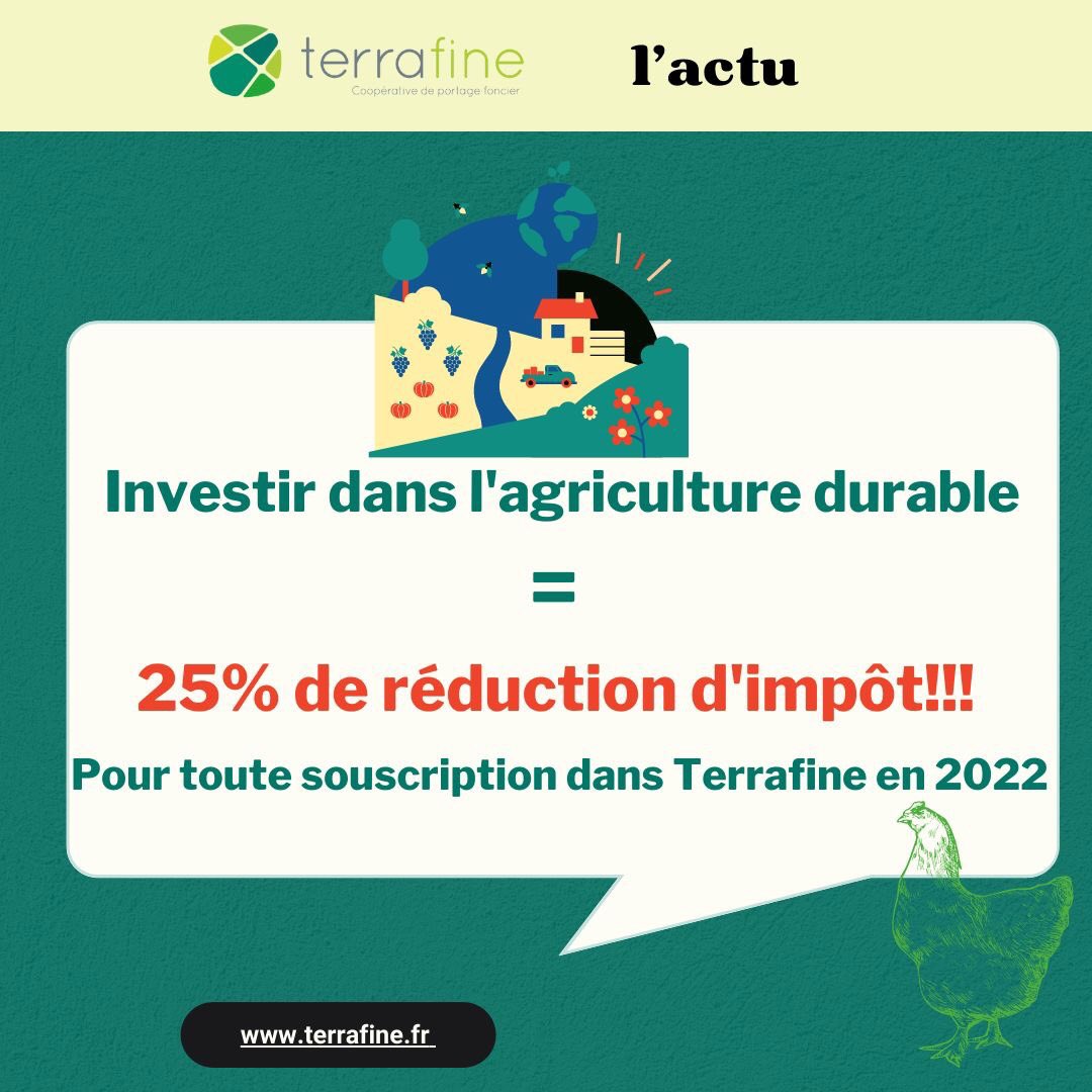 Terrafine1's tweet photo. C'est confirmé🥳🤩 ! Investir dans TERRAFINE pour agir au soutien d'une agriculture durable🐄🐖🌿🌱permet de bénéficier d'une réduction d'impôt de 25%. Donnons du sens à notre épargne 💶en l'affectant à un projet à fort impact sur la transition sociale et écologique🌲🌳🌿.
👇👇 https://t.co/wvcAkxky31