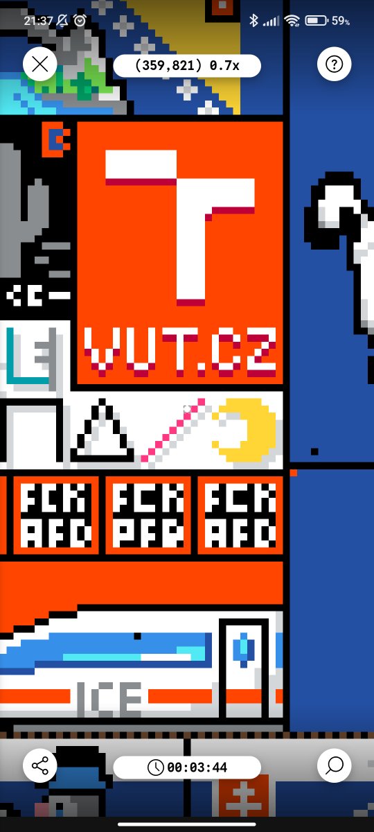 FIT_VUT's tweet image. Na redditu vznikl na apríla shared canvas, kde můžou lidi z celého světa společně kreslit. Studenti se na discordu domluvili a začali v poměrně kompetitivním prostředí (cokoliv nakreslíte, snaží se ostatní hned překreslit) kreslit logo VUT a grafiku k dvaceti letům výročí FIT.