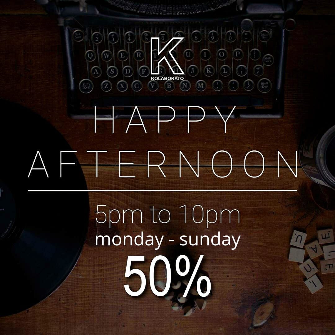 Helo#koworkers! Buat kamu yang mulai kerjanya sore ada kabar bagus nih, Kolaborato kembali mengadakan program "HAPPY AFTERNOON" dengan spesial discount 50%!! Mulai kerja jam 5pm - 10pm setiap hari sekarang 25 RIBU aja. Langsung aja dateng ke kolaborato yes!
See you at Kolaborato!