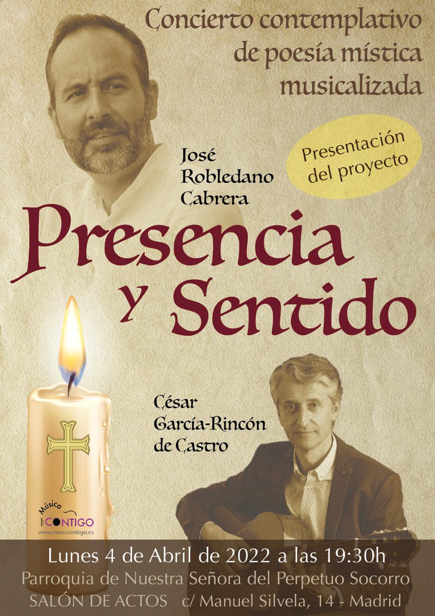 Esta tarde se celebra el concierto ‘Presencia y sentido’, que tendrá lugar en la <a href="/parroquiaps/">Parroquia PS Madrid</a>, a las 19:30 horas.

¡No te lo pierdas!

➡️ redentoristas.org/presencia-y-se…

#Concierto
