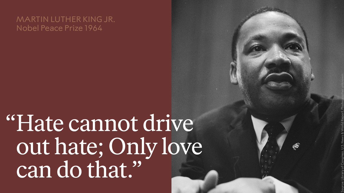 NobelPrize's tweet photo. Inspiration from a remarkable Nobel Prize laureate: Martin Luther King Jr.

King was assassinated on 4 April 1968, but his non-violent fight for freedom, justice and human rights is as relevant today as it was then.

Learn more: https://t.co/fD13da5CXu https://t.co/Zx1SB1gahD