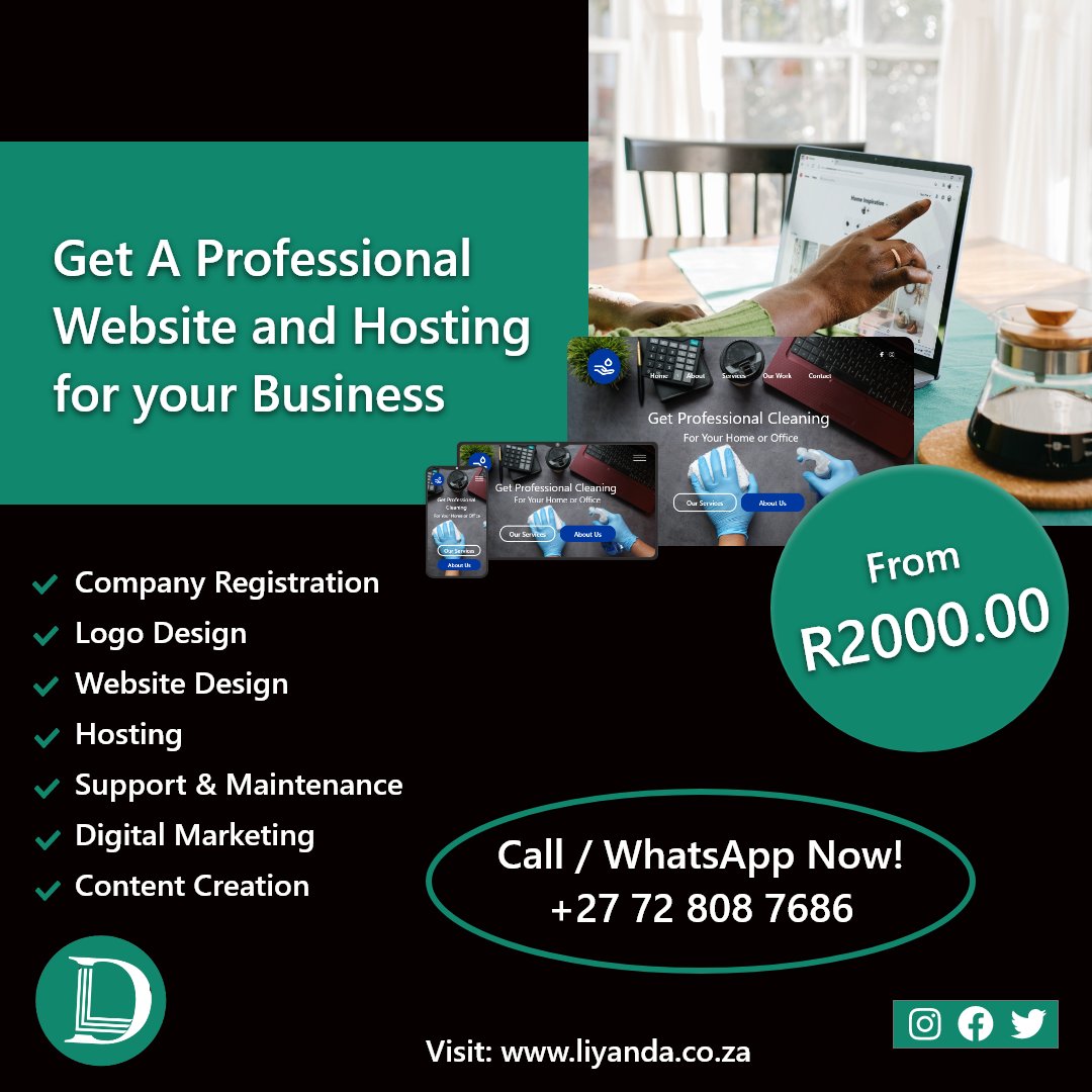 DigitalLiyanda's tweet photo. Check out our business packages at https://t.co/m3VP6Z5uKv

#businessowner #BBBE #smallbusiness #website #business #digitalmarketing #liyandadigital #UndergroundGang https://t.co/oVuBREODfW
