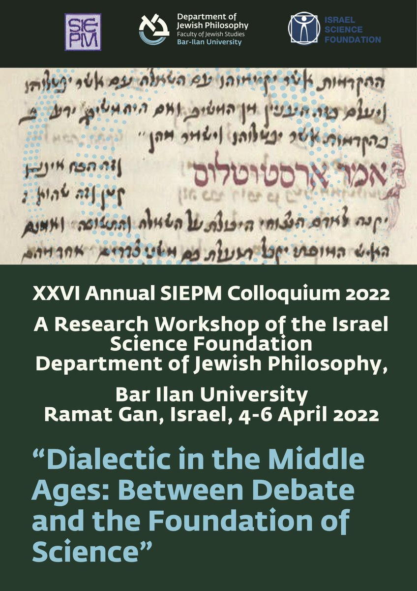 CleliaCrialesi's tweet photo. The #SIEPM Annual Colloquium is taking place @BarIlanU in Ramat Gan (Israel).
This year’s topic is ‘Dialectic in the Middle Ages: Between Debate and the Foundation of Science’. https://t.co/jppy3g4Qzl