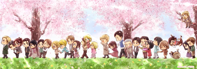 #FANART #進撃の巨人 #shingeki #イラスト #illustration #さくらの日 
遅くなってしまいましたが🌸 