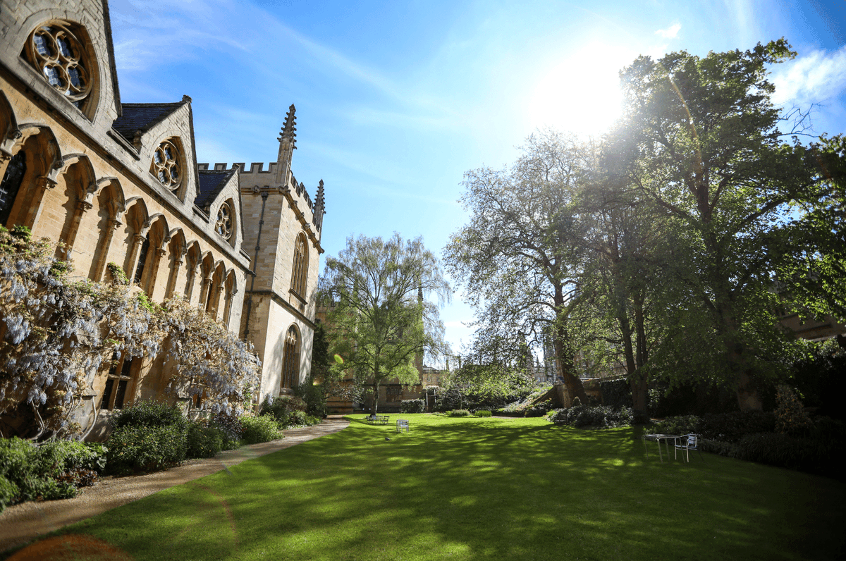 Exeter College Fellows' Garden on a sunny day