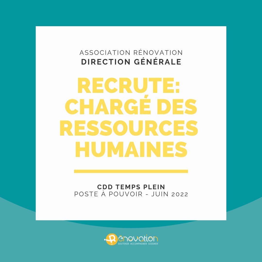 🔎 L'<a href="/AssoRenovation/">Association Rénovation</a> recrute un Chargé des Ressources Humaines #RH (H/F), poste basé à la Direction Générale et à pourvoir au plus vite. À vos candidatures ! #offreemploi #recrutement #bordeaux lnkd.in/gBsEN_it