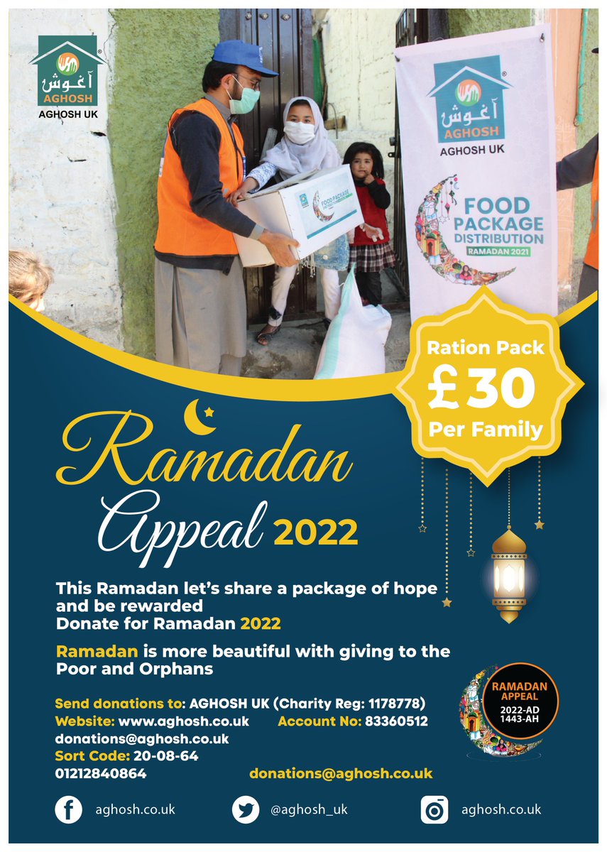 aghosh_uk's tweet photo. Prophet Muhammad (S.A.W) Said, “The charity you give will be your shade on the Day of Judgement.”
For Donations  Visit our website
https://t.co/VOub4Y2FC8
#InspiredByProphet  #ramazan2022 #fitrana #sadqa #care #charity #charityfundraiser #donate  #donatenow #Alkhidmat 
#aghoshuk https://t.co/6pPuerjPQ7