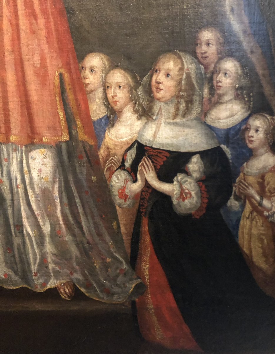 AnnaLandmark's tweet photo. The Virgin Mary sheltering the Bedingfeld family, Norfolk royalists, during the civil war. Painted shortly after the battle of Marston Moor, 1644. Fascinating image / allegory of an English Catholic family during the Interregnum. #restlessrepublic #oxburghhall #civilwar https://t.co/Xb74k4tvnX