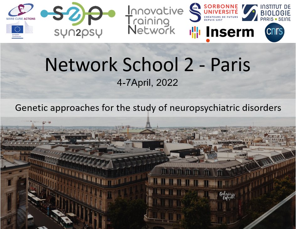 Syn2Psy's tweet photo. #Syn2Psy #NetworkSchool2 – Paris: after the success of Network School 4 in Bordeaux, the ESRs are now at @IBPS_Paris for one week of training under the topic: Genetic approaches for the study of neuropsychiatric disorders.
#Neuroscience #Genetics #MSCActions #H2020 https://t.co/vEIx8XA8Jw