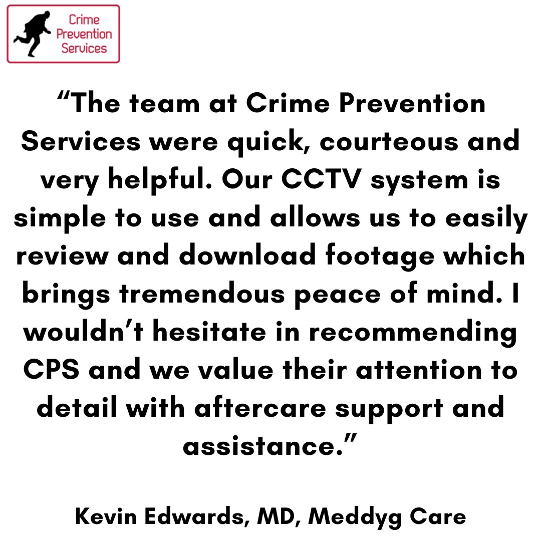 crmprvntnsrvcs's tweet image. Thank you for the wonderful review of services, Kevin Edwards at Meddyg Care who we are proud to support with the security provisions for his business and home.

#SecuritySystem #SecuritySystemMonitoring #CCTV #IntruderAlarm #AccessControl #DoorEntry #SecurityBarriers