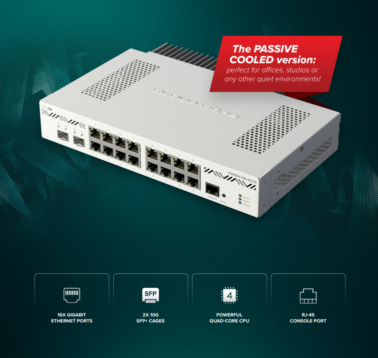 MikrotikStoreEu's tweet photo. Ebenso wird es bald von #MikroTik den #CCR2004 in der passiv gekühlten Variante geben und hier mit einem um bis zu 300% gesteigerten Performance-Gewinn ggü. den #CCR1009 Modellen.
CCR2004-16G-2S+PC: https://t.co/SDW8QpMMix