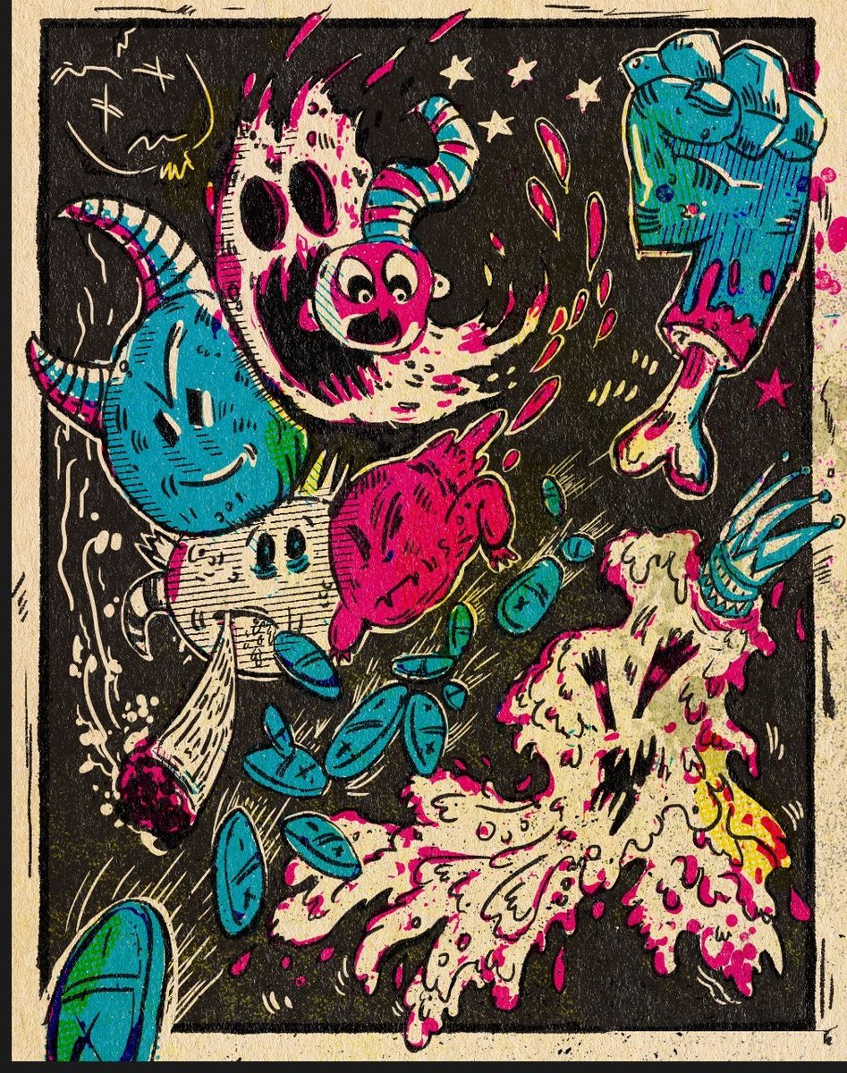 Melivoros's tweet photo. Friends and #nfrcollectors I booked some tour dates with my band @tendts. 
The next two Fridays I'll be on the road. 

So the next two #NFTartworks will #nftdrop them Thursday 7/4 and 14/4. 
👉https://t.co/7YclFMcZzk 

Thank you for the understanding and support!🖤💜💙
#tezosart https://t.co/EK7fSC7EsE