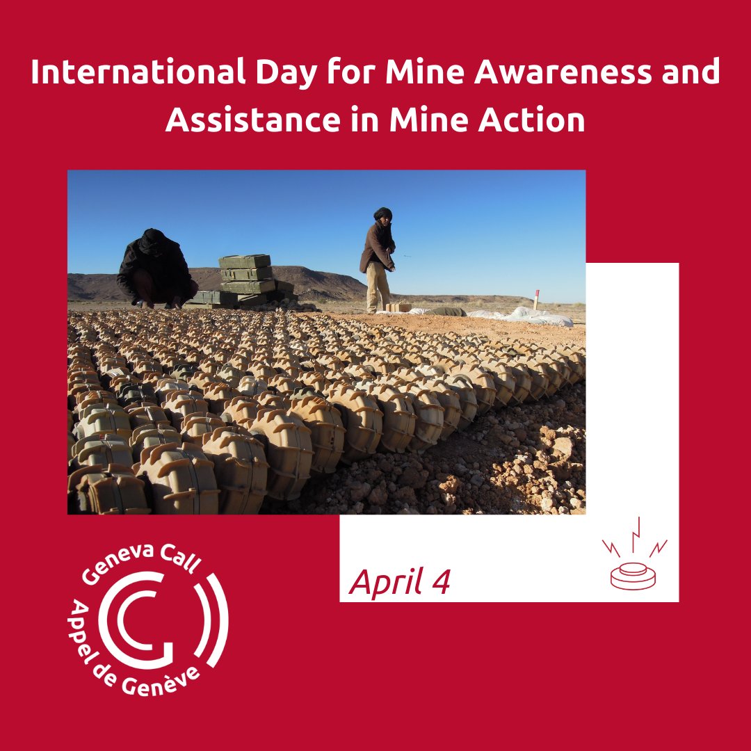 GenevaCallSYR's tweet photo. Today, April 4th, we celebrate the Int. Day for Mine Awareness and Assistance in #Mine Action.
 
For more than 20 years, Geneva Call has been working on new international instruments to prohibit the use of #landmines: more than 50 #ANSAs have signed our #DoC on this topic. https://t.co/bSejxKH2kF