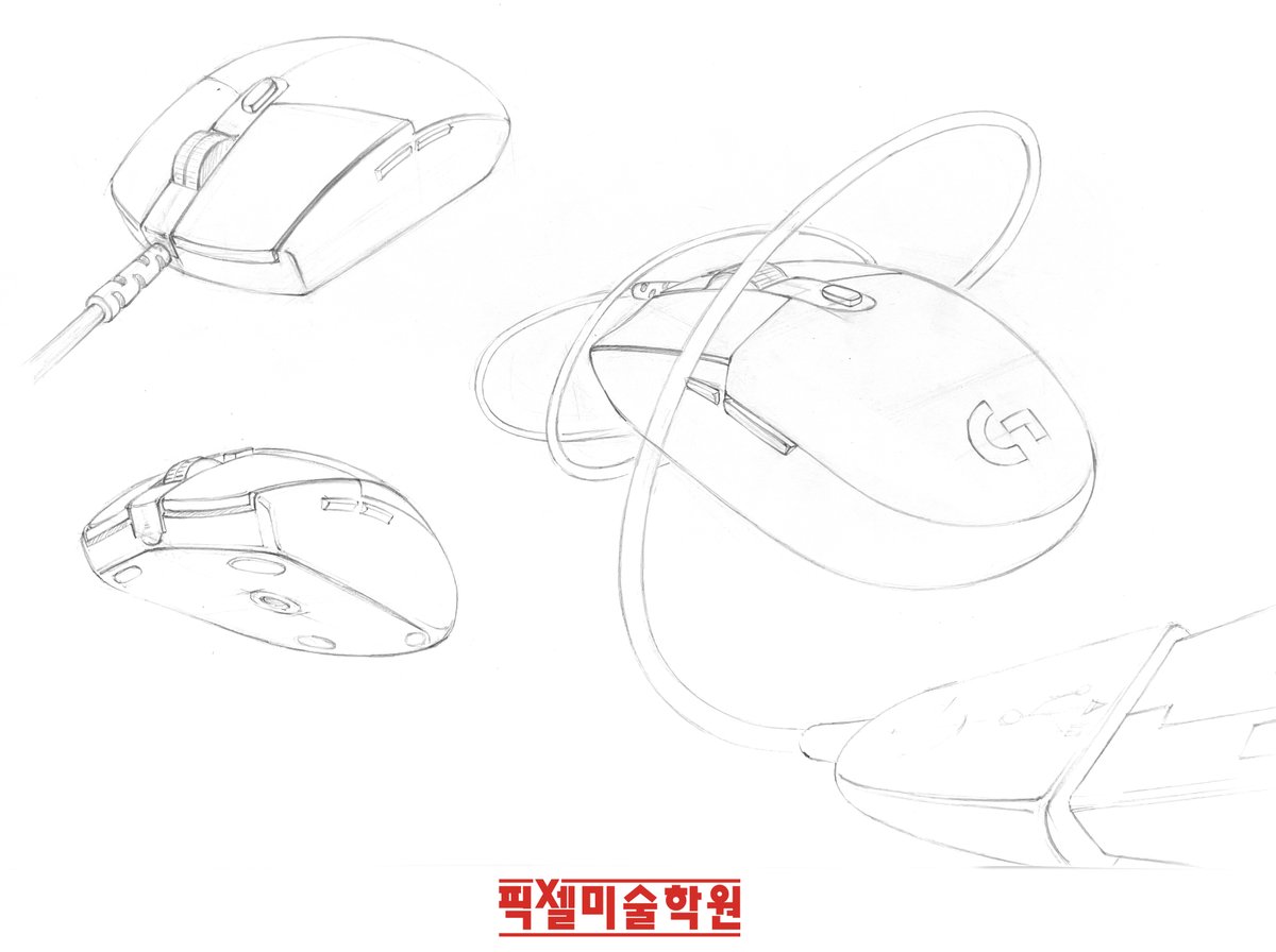 PixelAcademy_'s tweet photo. 디자인반쌤이 그린 유선 마우스 스케치~! https://t.co/IOCIMi1Xa5