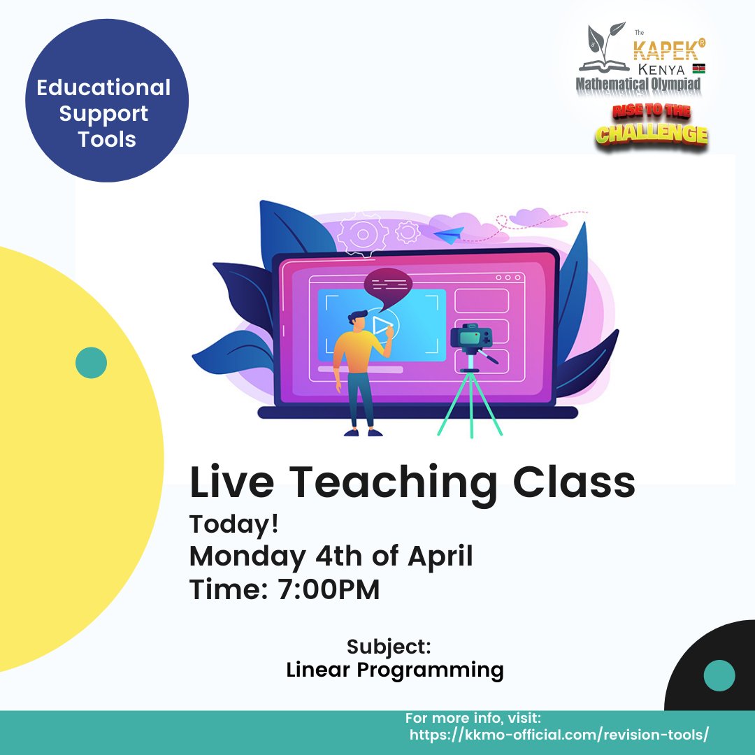 Join us at the live teaching class today by 7!
Topic: Linear Programming
Register for the class using the link below:
us02web.zoom.us/.../tZUudeCopz…...
After registering, you will receive a confirmation email containing information about joining the meeting.