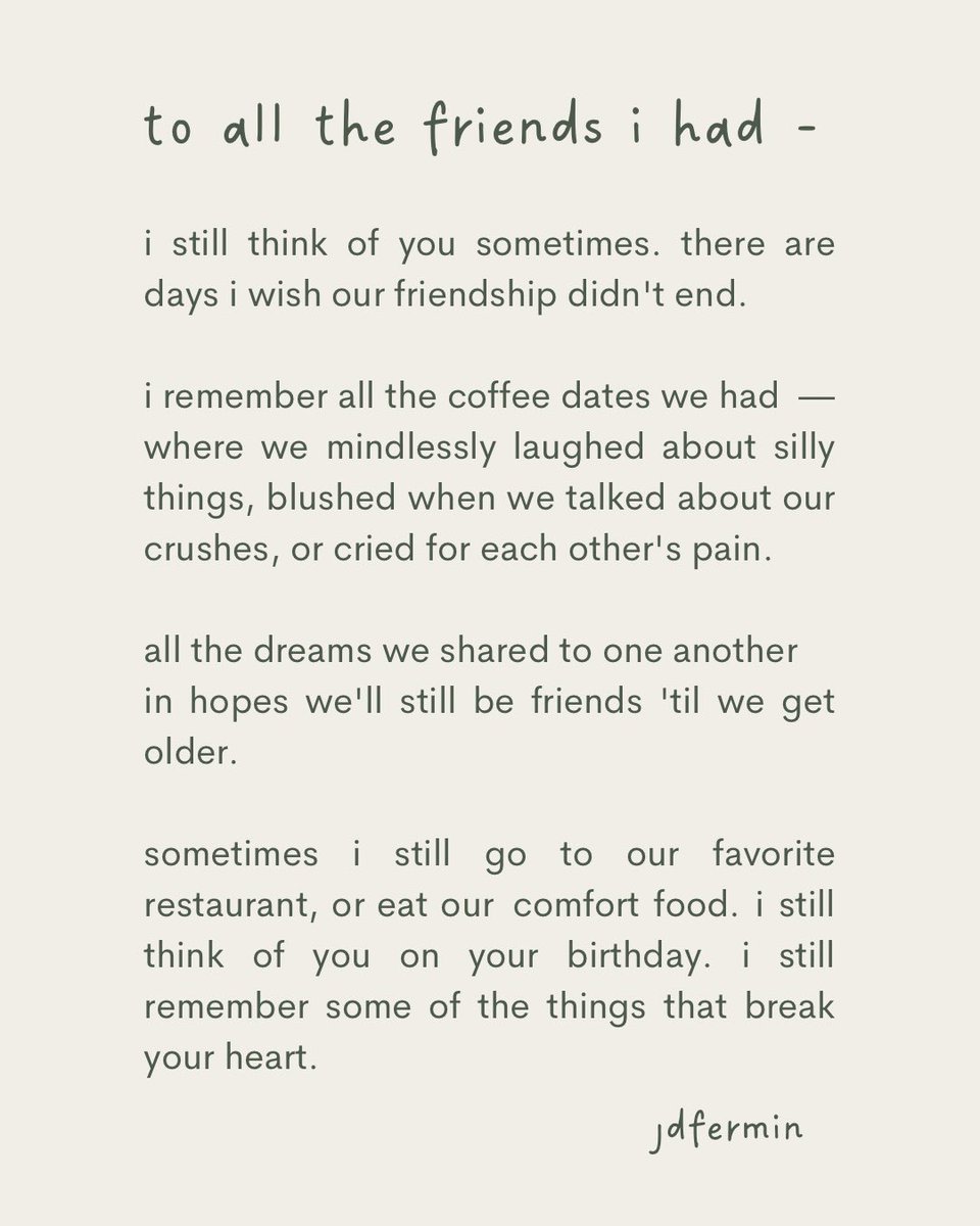 jervyfermin's tweet photo. friendship break ups are different kind of pain. all the times you have to let go of these people even before you're ready.

tell me i'm not the only one. 🥲 https://t.co/GHWk19FCh5