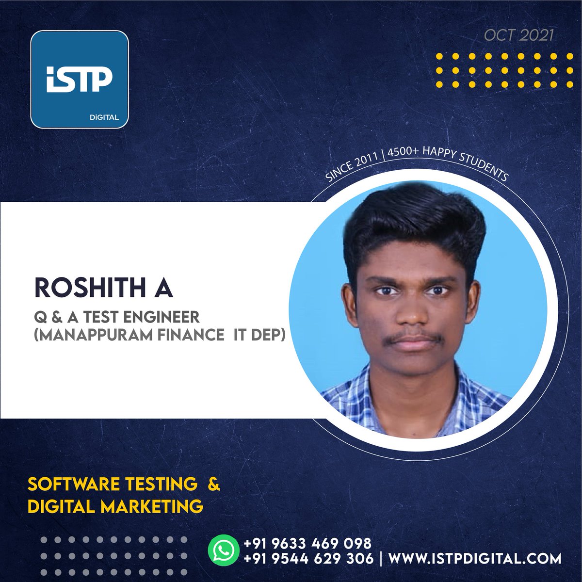 istpdigital's tweet image. #softwaretestingjob #istpplacements #softwaretestingcourse #istpdigital
๐ฐKerala's first Software Testing Training Institute๐ฐ
Best Software Testing and Digital Marketing Training Institute in Kerala, since 2011.
istpdigital.com/placements/
istpdigital.com/courses/