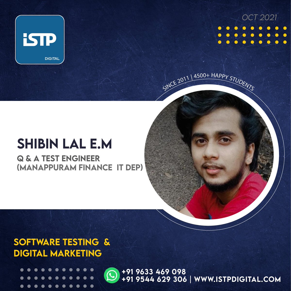 istpdigital's tweet image. #softwaretestingjob #istpplacements #softwaretestingcourse #istpdigital
๐ฐKerala's first Software Testing Training Institute๐ฐ
Best Software Testing and Digital Marketing Training Institute in Kerala, since 2011.
istpdigital.com/placements/
istpdigital.com/courses/