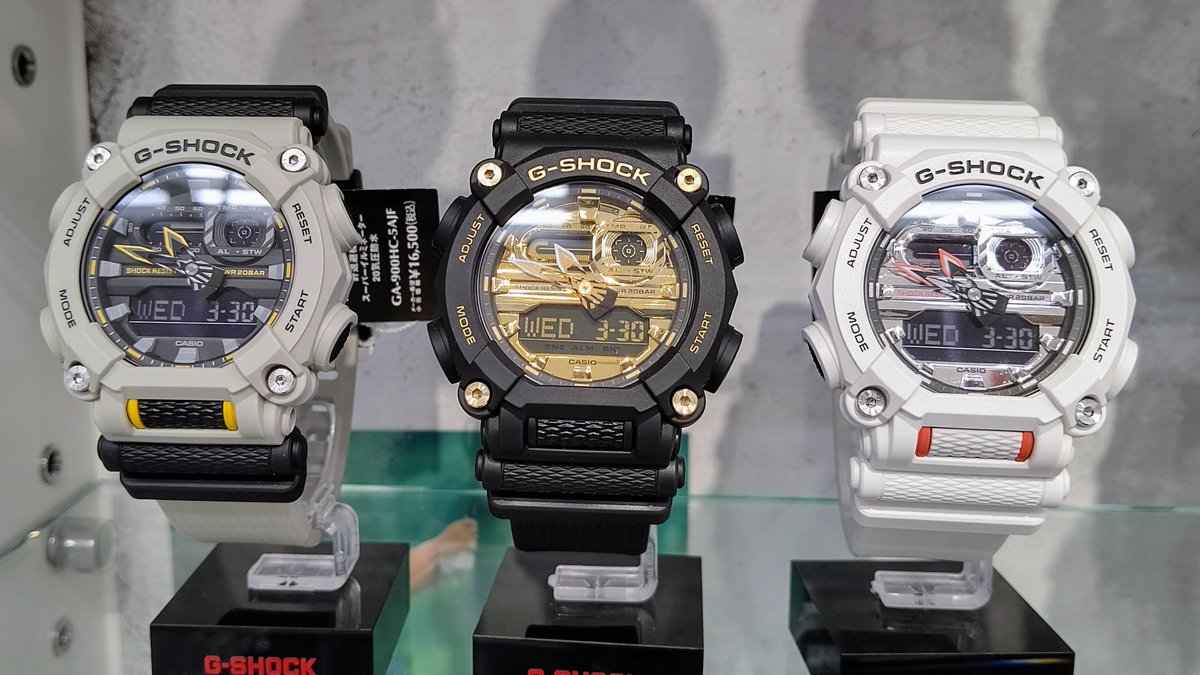 tomita_aizu's tweet photo. 【G-SHOCK GA-900】
おはようございます☀
先日もご紹介した工業デザインをモチーフにしたGA900
のカラー違い5種中の3種はこちらです!
ホワイトや黒×金もいいですが、マットなグレーが渋いGA-900HC-5AJF(3枚目)が個人的にはいちおしです😏
#G_SHOCK #CASIO #カシオ計算機 #GA900 https://t.co/Ooko7YcDhC