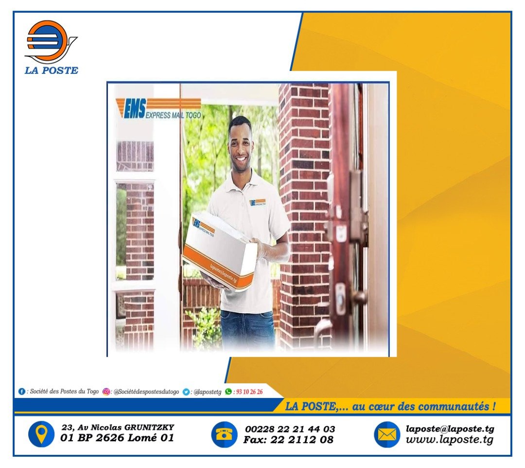 LaPosteTG's tweet photo. Bon début de semaine à vous et que cette journée vous inspire la motivation.
EMS,...les vrais maîtres du temps
#LAPOSTE...#TOGO...#EMS!
Infos: 92399908 https://t.co/VOGOUECFHH