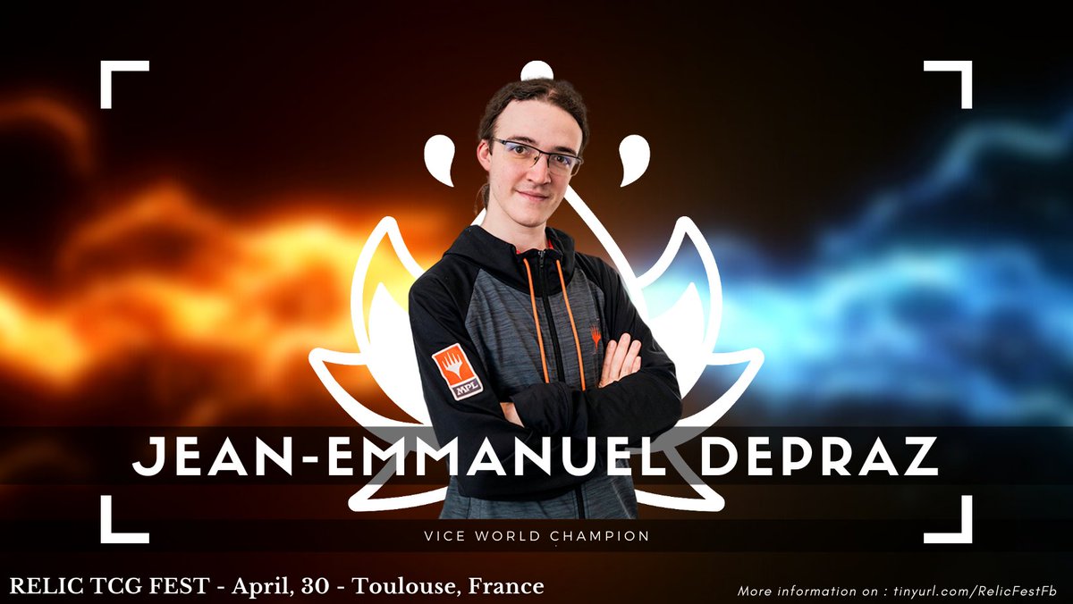 JordaneLacombe's tweet photo. [RELIC TCG FEST - #TOULOUSE, Fr - April, 30]

VIP FOCUS
Jirock aka @JEDepraz 

He's the MTG Vice World Champion.
Don't worry too much.

📅Saturday, April 30.
➡️DUEL COMMANDER
➡️300 Players
➡️PoolPrize 8500€

INFO:
https://t.co/HIwyqJ1dfh
REGISTER:
https://t.co/jpRPA5VgFV

RT ❤️! https://t.co/ucd8lEClKe