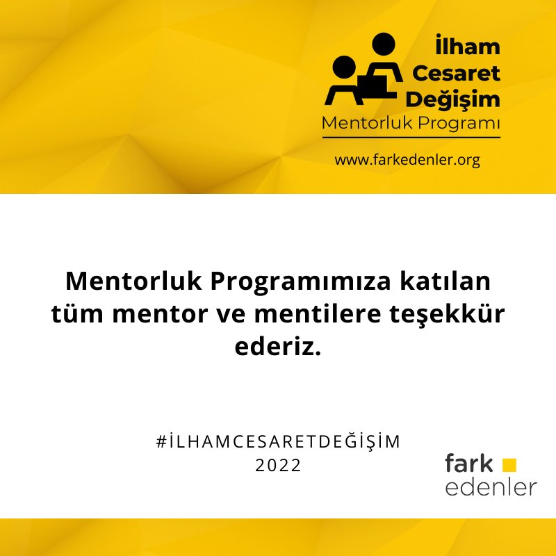farkedenler's tweet photo. 2 senedir, belirli dönemlerde "Gönüllü Mentorlar" desteğiyle hayata geçirdiğimiz mentorluk programımızın, 2022 ilk çeyrek bölümünü bitirdik!
Mentorluk Programımıza katılan tüm mentor ve mentilere teşekkür ederiz.
#İlhamCesaretDeğişim https://t.co/lS1wCSnPDr