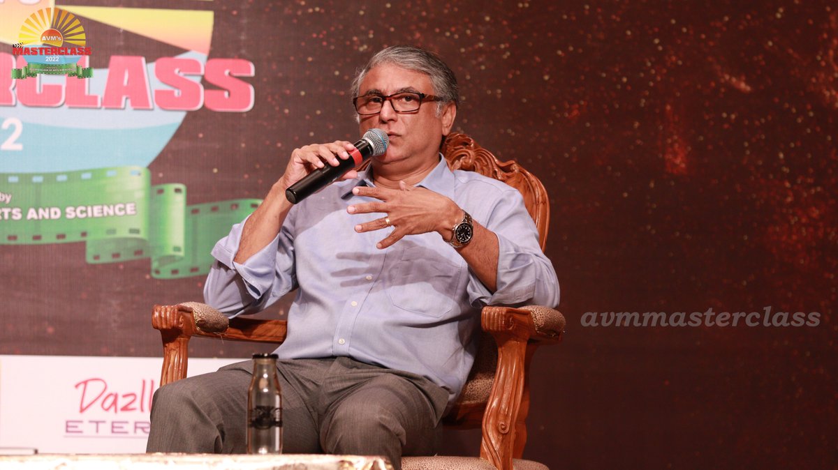 avmmasterclass's tweet photo. DAY 3:
🎬Masterclass🎬
Mr. George Pius tharayil, Producer 
One of the leading line producer, Mr. George went on to completely explain the entire process of filming. His special reference was pre production. 

#masterclass2022 #avichicollege #viscomavichicollege https://t.co/euawfHe1zq