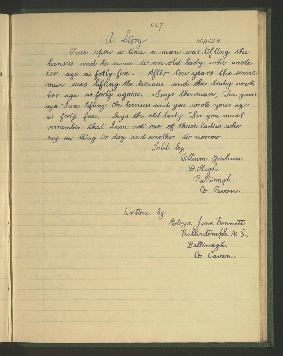 duchas_ie's tweet photo. '... a man was lifting the Census and he came to an old lady who wrote her age as forty five... ''Ten years ago you wrote your age as forty-five". "Sir you must remember that I am not one of those ladies who say on thing today and another tomorrow.'"
https://t.co/F0BtlAxXoi https://t.co/LUsiGALTjO