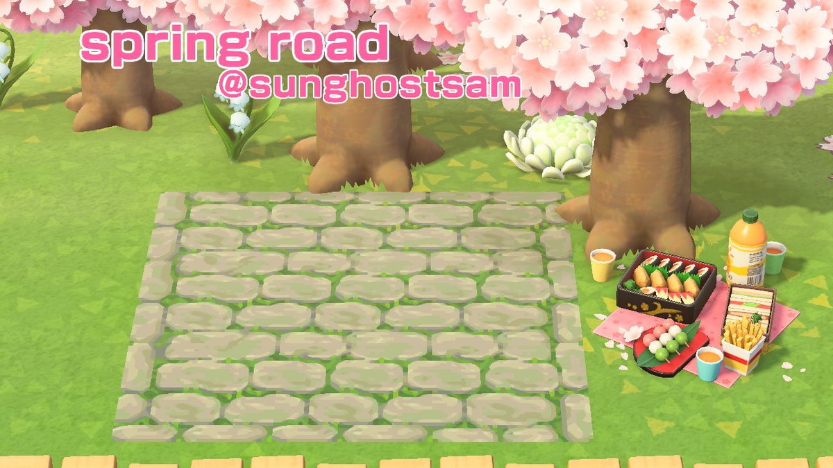 sunghostsam's tweet photo. new variation of my stone path, this time in lighter shades #ACNHdesigns https://t.co/KvIYVtWRTR