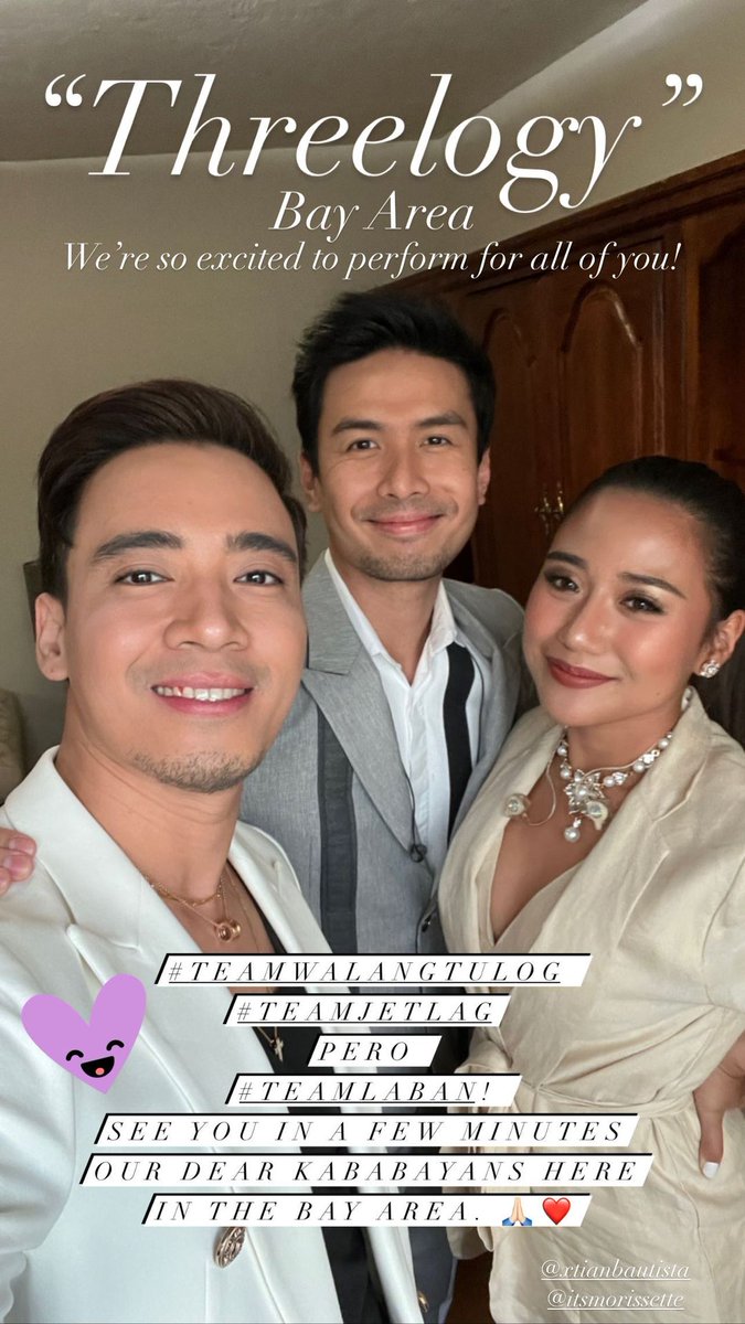 Erik_Archives's tweet photo. 💌 [UPDATE] 040422 || @realeriksantos IG

“"Threelogy" Bay Area We're so excited to perform for all of you! 
#TEAMWALANGTULOG #TEAMJETLAG pero #TEAMLABAN ! See you in a few minutes our dear kababayans here in the Bay Area. 🙏❤️” 

🔗 https://t.co/4fIcVsLZVm #ErikSantos https://t.co/BrLkFiBeL4