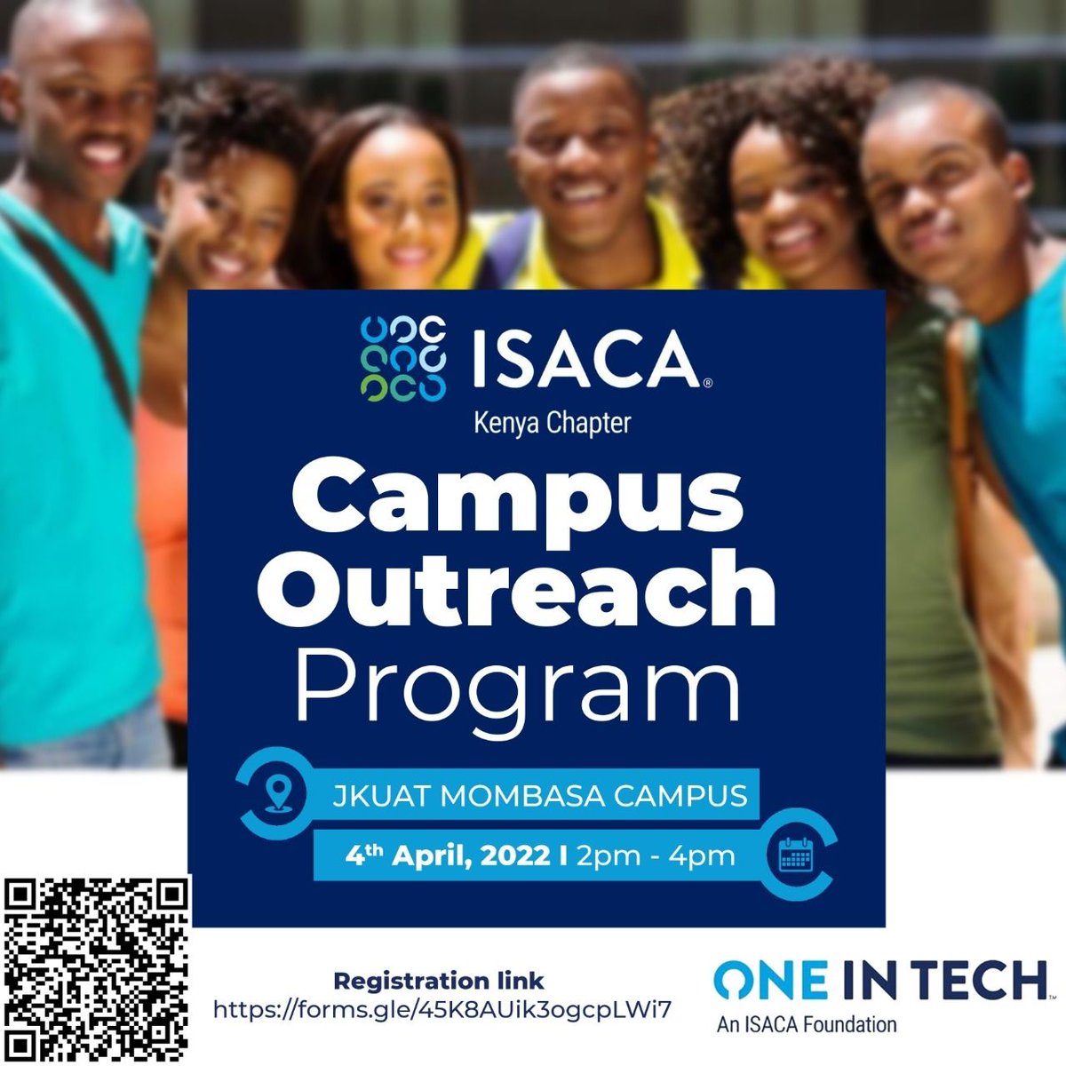 Isaca_kenya's tweet photo. At @Isaca_kenya, we strive to mentor & guide our students to make a difference in their various career paths.
One of a kind Campus Outreach Program happening today at JKUAT Mombasa Campus (Virtually) from 2.00 - 4.00 PM EAT
https://t.co/4UhciR4cJW
#oneintech, #students #career https://t.co/EhsnjzXD7C