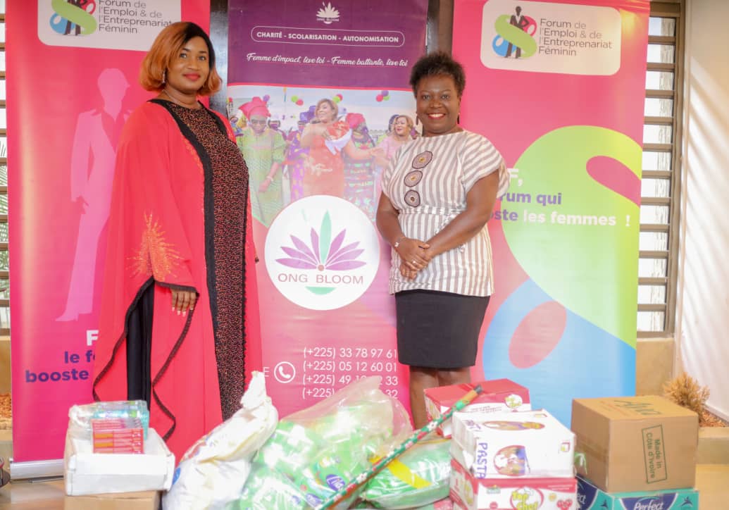 Gratitude à Mme <a href="/sandrineroland/">sandrine roland</a>, initiatrice et Commissaire Générale du Forum de l’emploi et de l’entrepreneuriat féminin (#Feef2022). 
Elle est passé visiter les locaux de l’<a href="/OngBloom/">ONG BLOOM</a>, les mains chargés de présents. 


Merci chère aînée de nous honorer.