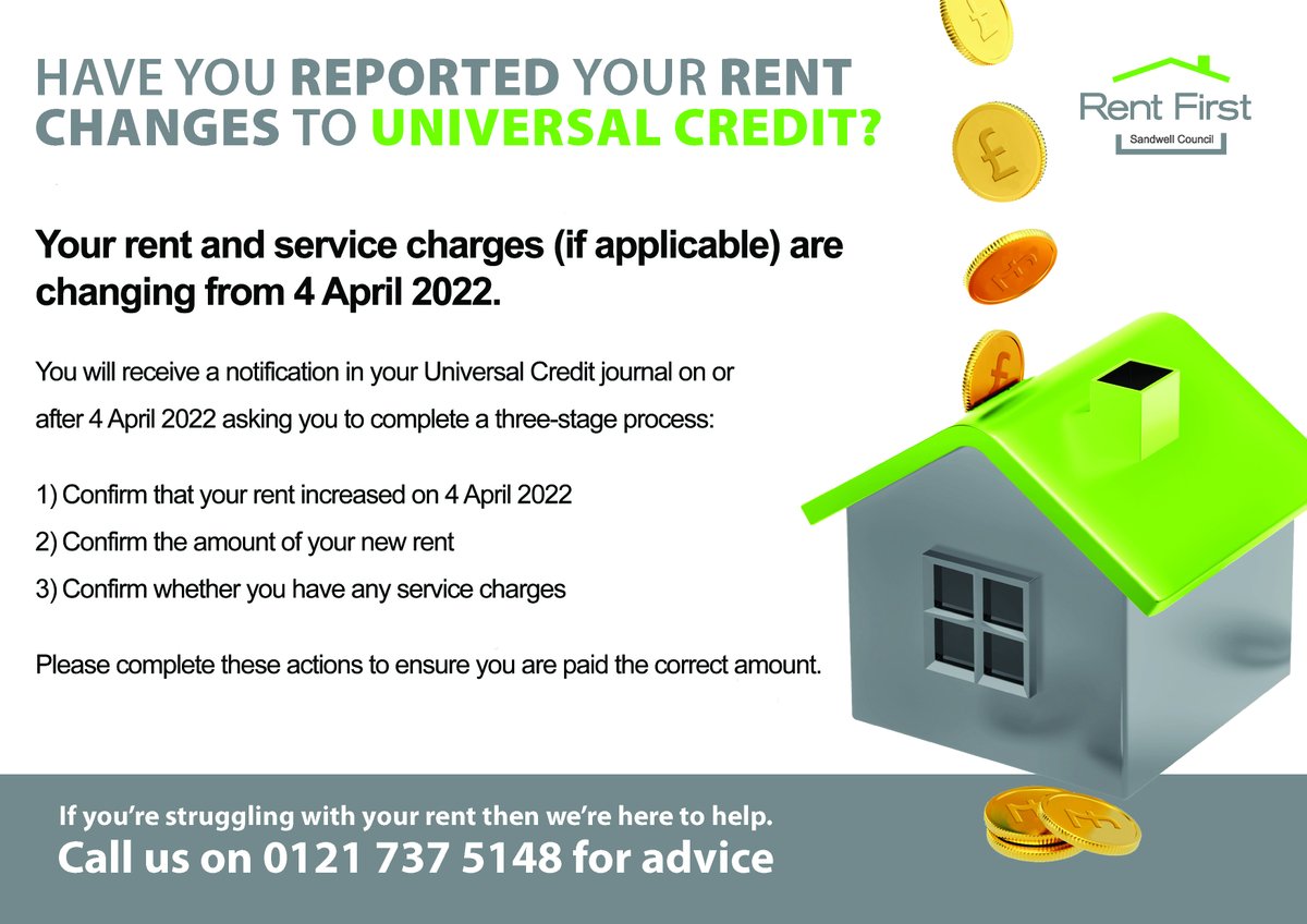 sandwellcouncil's tweet photo. Are you a Council tenant and claiming Universal Credit housing costs?

The Department for Work and Pensions (DWP) will be adding a to-do action on your journal on or from today. You will need to complete this to enable your housing costs to be paid at the correct rate. 

(1/3) https://t.co/tI6ApCie7D