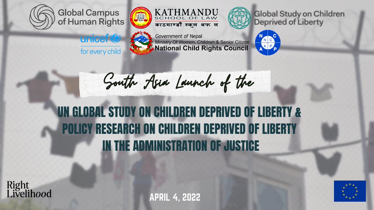 🔴NOW LIVE with the South Asia launch of the Global Study on Children Deprived of Liberty &amp; presentation of the Policy Research on Children Deprived of Liberty in the Administration of Justice in South Asia