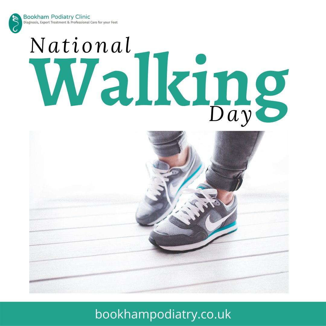 Another great reminder to look after your feet. As days hopefully will get brighter (and dryer) our walking often increases. In which case, so should your foot care! #bookhampodiatry #NationalWalkingDay #footcare #footwear #wellnesswednesday #blistercare #clinic #surrey