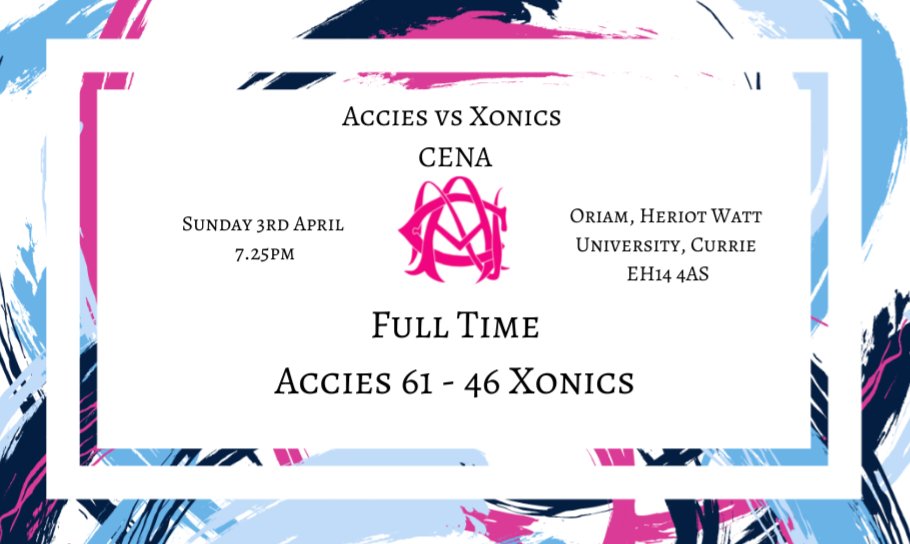 AcciesNetball's tweet photo. Full Time vs Xonics
#WinTogether #BuildingTheBrand #AcciesNetballClub #EANC #FemalesInSport #EAFC #WakeUpNetball #Netball #TeamSports #Ballers #WeAreAccies #IAmAnAccie #ChangingTheGame https://t.co/vMmWZcdt4q