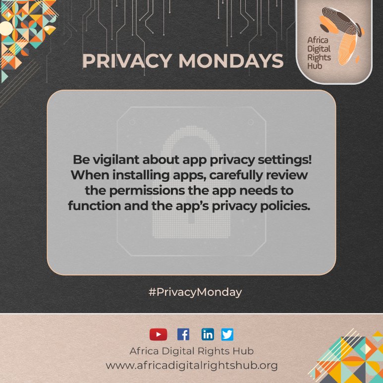 hub_adr's tweet photo. #PrivacyMondays📱👨‍💻
Be vigilant about app privacy settings! When installing apps, carefully review the permissions the app needs to function and the app’s privacy policies. 
#ADRH #DataPrivacy #DataProtection #privacy https://t.co/JIPInkColY