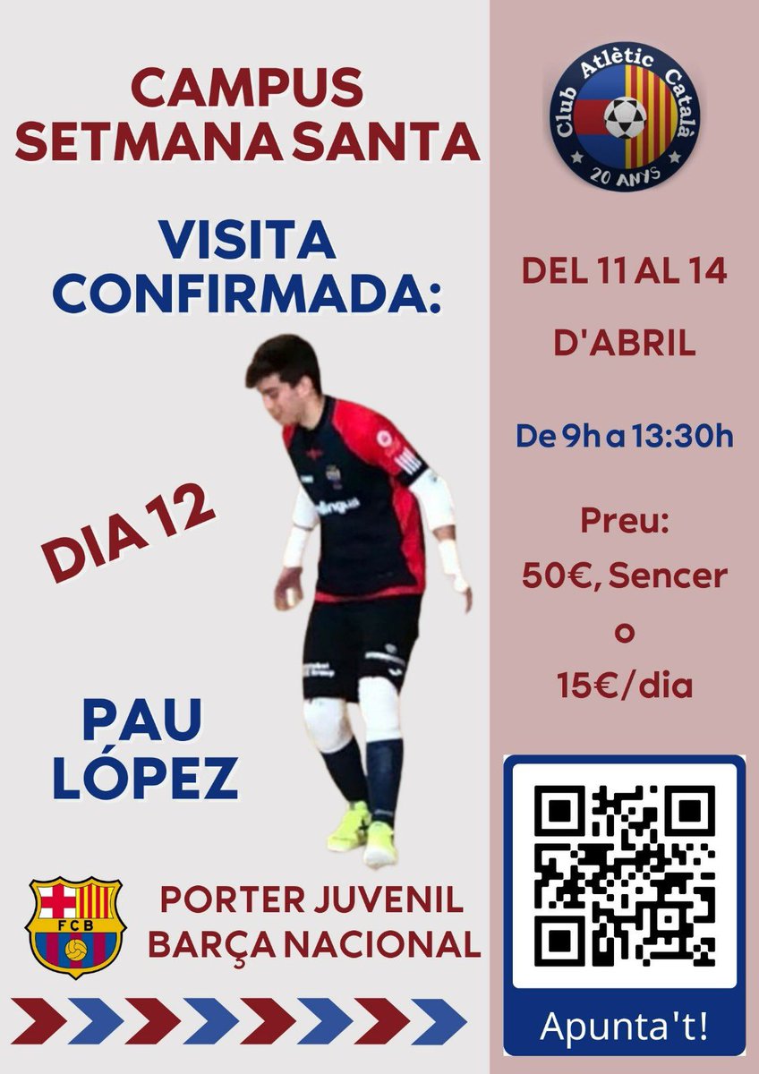 📆Dilluns vinent comença el Campus de Setmana Santa! 

👀Ja tenim les primeres visites confirmades!! 

🤳Voleu fer un partit amb ells/es? Voleu una foto de record?

⚽️Si encara no ho heu fet, APUNTEU-VOS al Campus!
