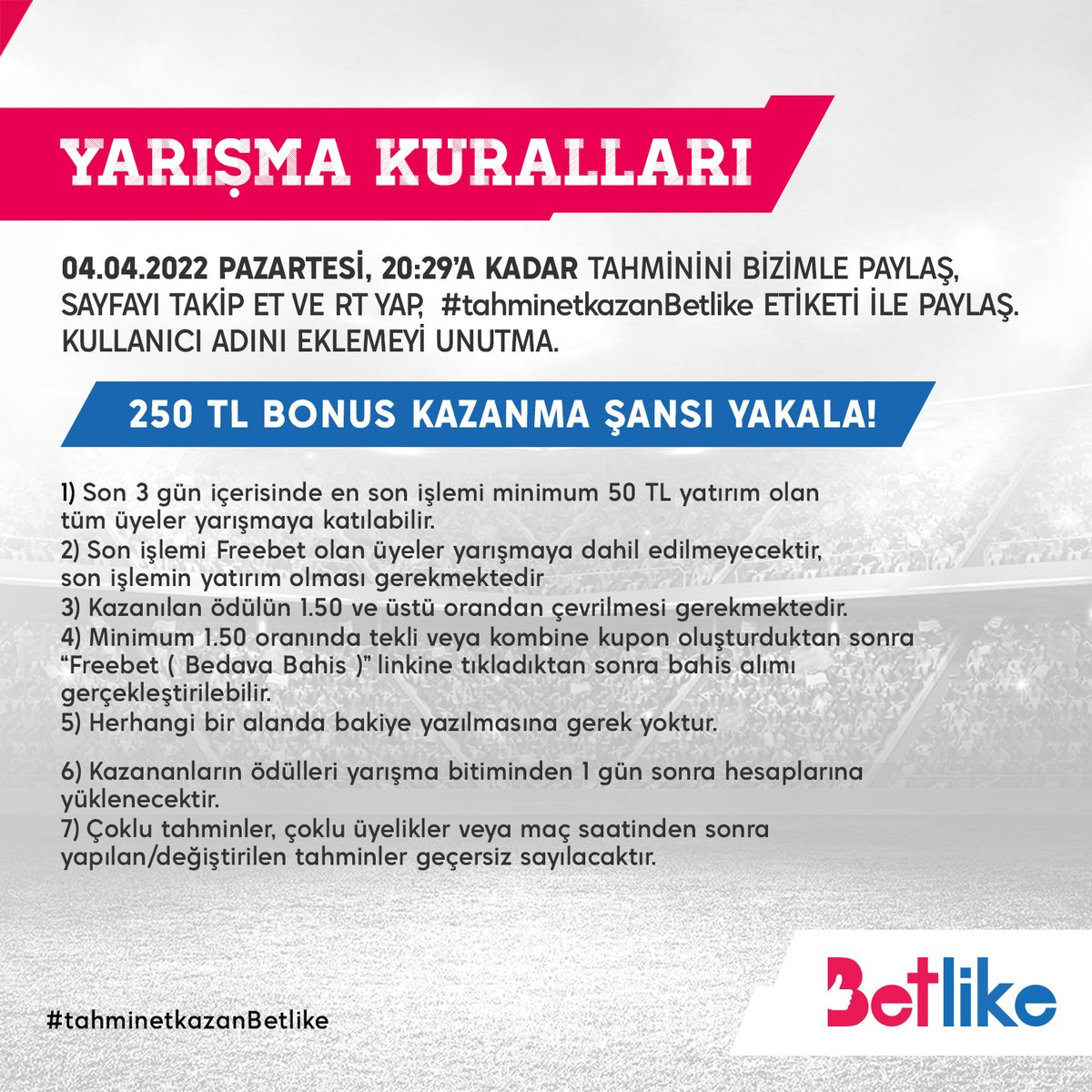 betlike3's tweet photo. 💮BAŞAKŞEHİR - MALATYASPOR Maçında Toplam Kaç GOL olur tahmin et,
✔Hesabı Takip et,
✔Gönderiyi #tahminetkazanBetlike etiketiyle RT'le,
✏Kullanıcı adını yaz
‼Son 3 gündeki son işlemi min.50TL yatırım olanlar katılabilir.
🌟Anlık bonus &amp; duyurular için, https://t.co/avPEnwJNEK https://t.co/yeXnRGCDB6